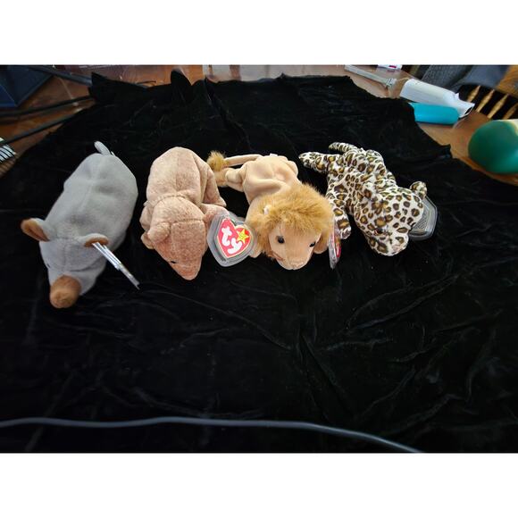 Ty Beanie Baby Set of 4 Freckles, Roary, Peacan, and Spike EUC - Picture 1 of 13